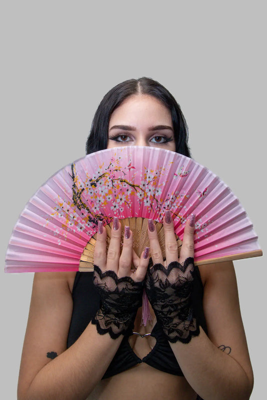 Handfan ChinaRose: Rosa Handfächer