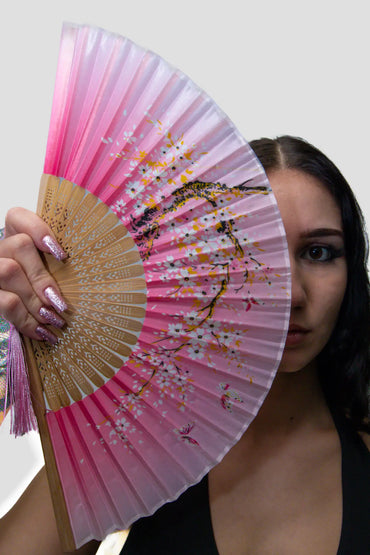 Handfan ChinaRose: Rosa Handfächer