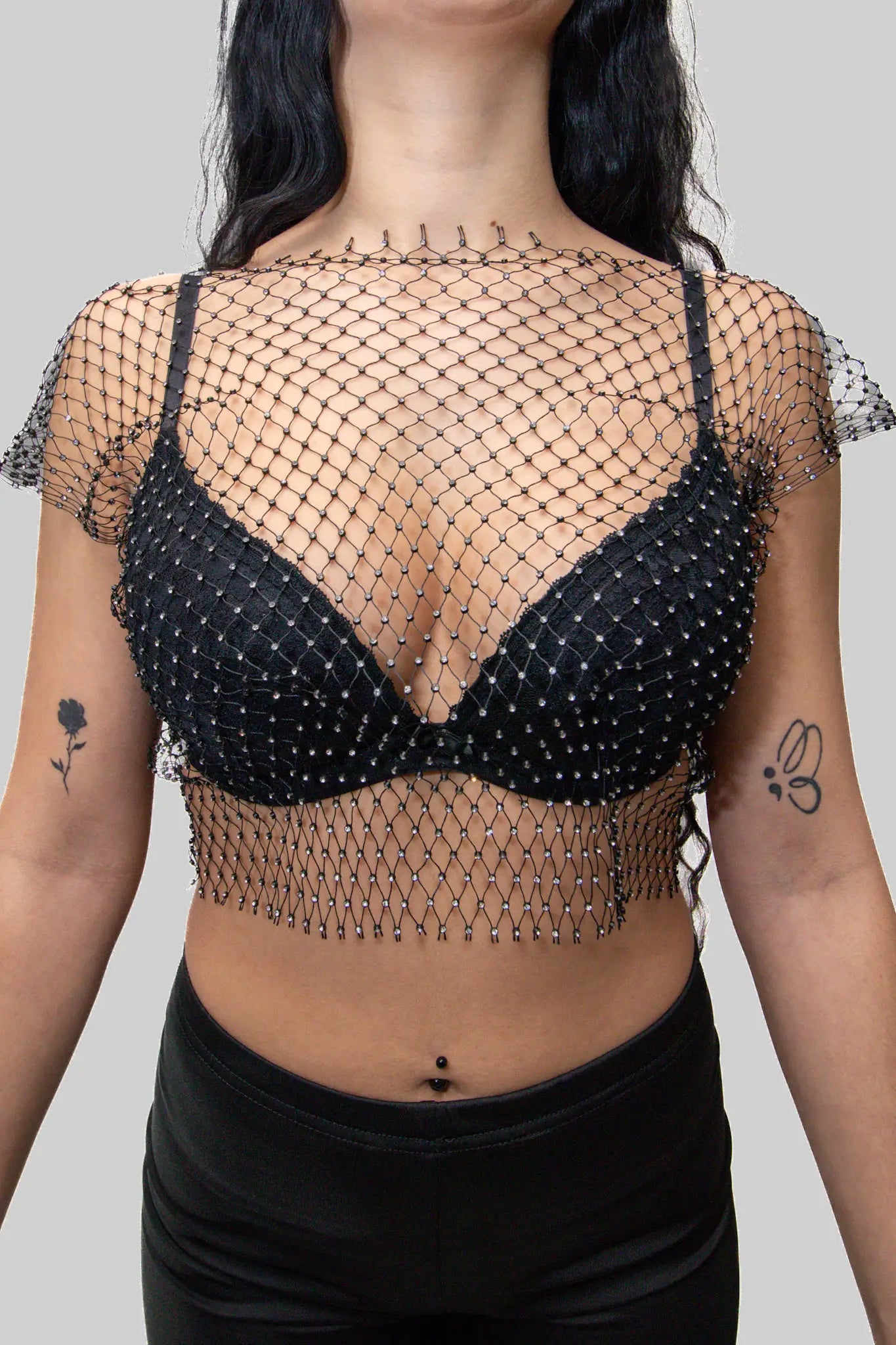 Glitzer Techno Rave Oberteil für ein gutes Rave outfit glitzer netz top für damen