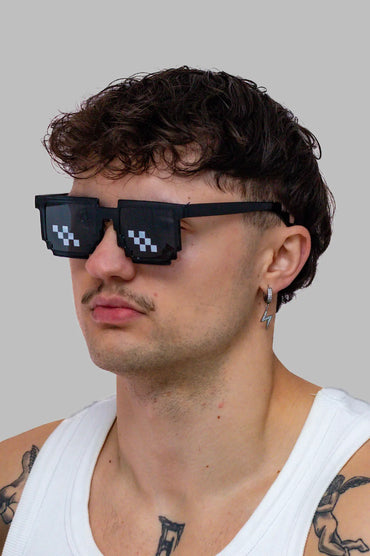 Schwarze minecraft Brille für Techno Rave Outfits