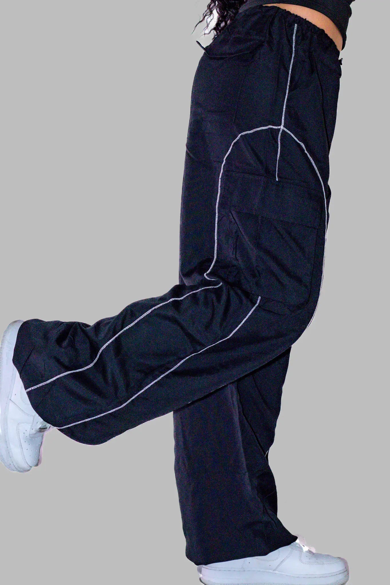 Go Cargo Baggy Pants: Schwarze Rave Cargohose