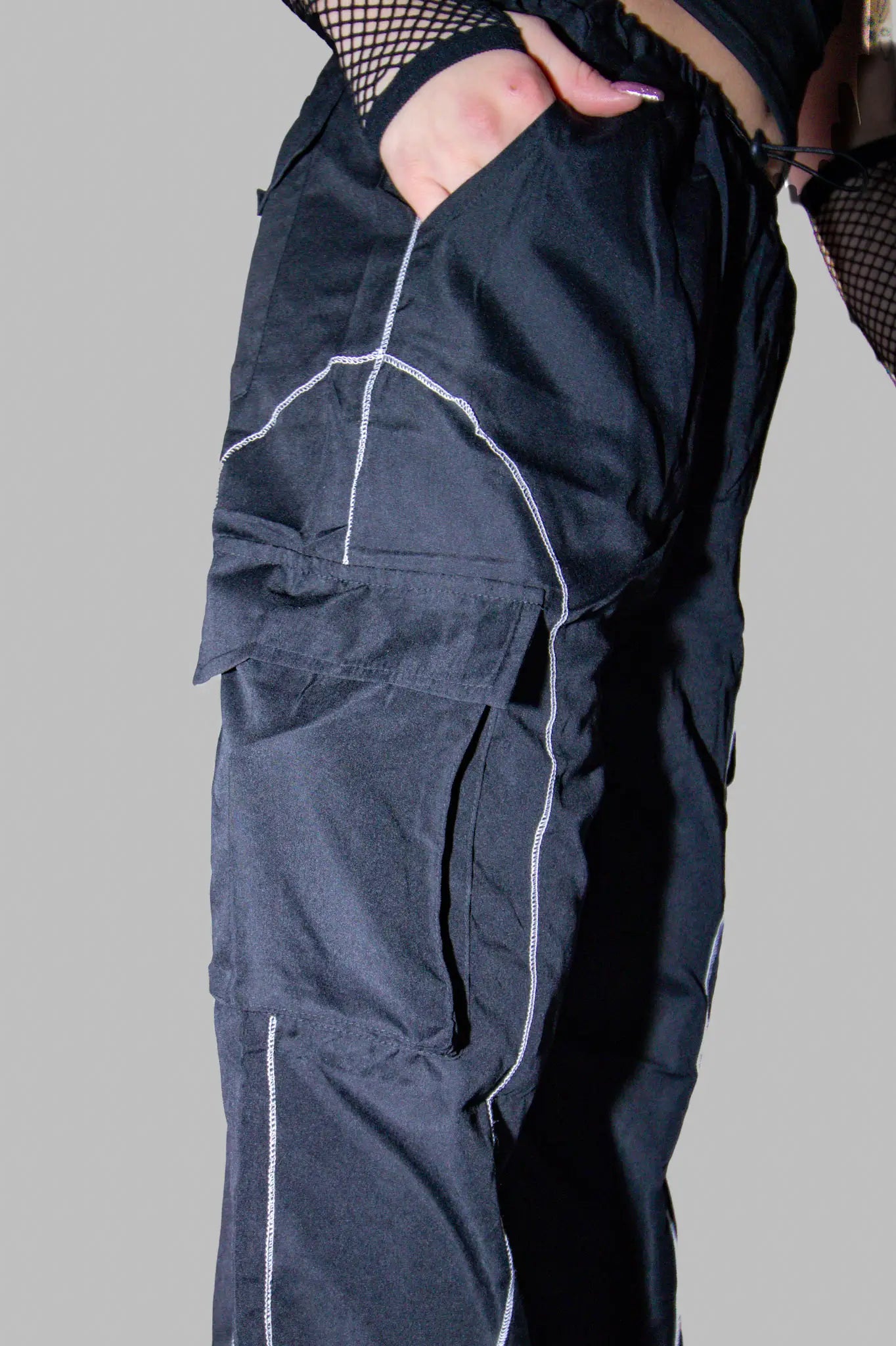 Go Cargo Baggy Pants: Schwarze Rave Cargohose