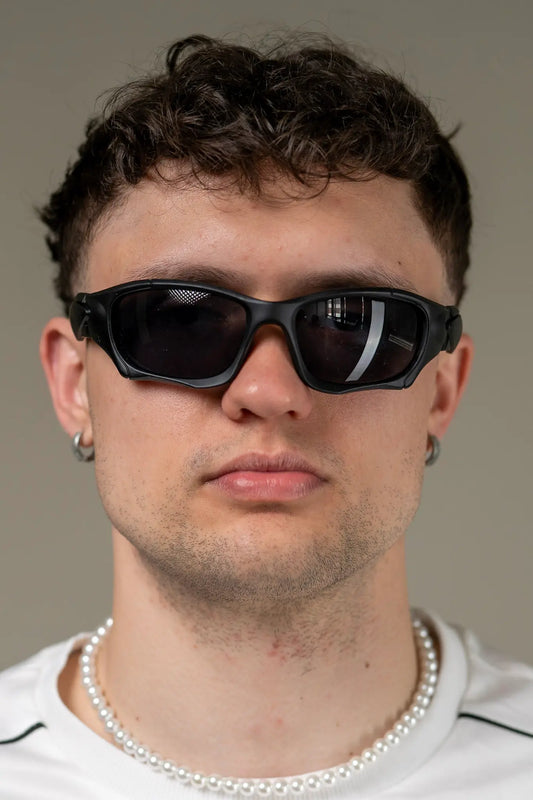 Schwarze Techno Rave Brille für Rave Outfits