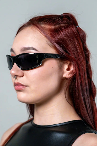 Nightshade Visor Shades: schwarze Ravebrille