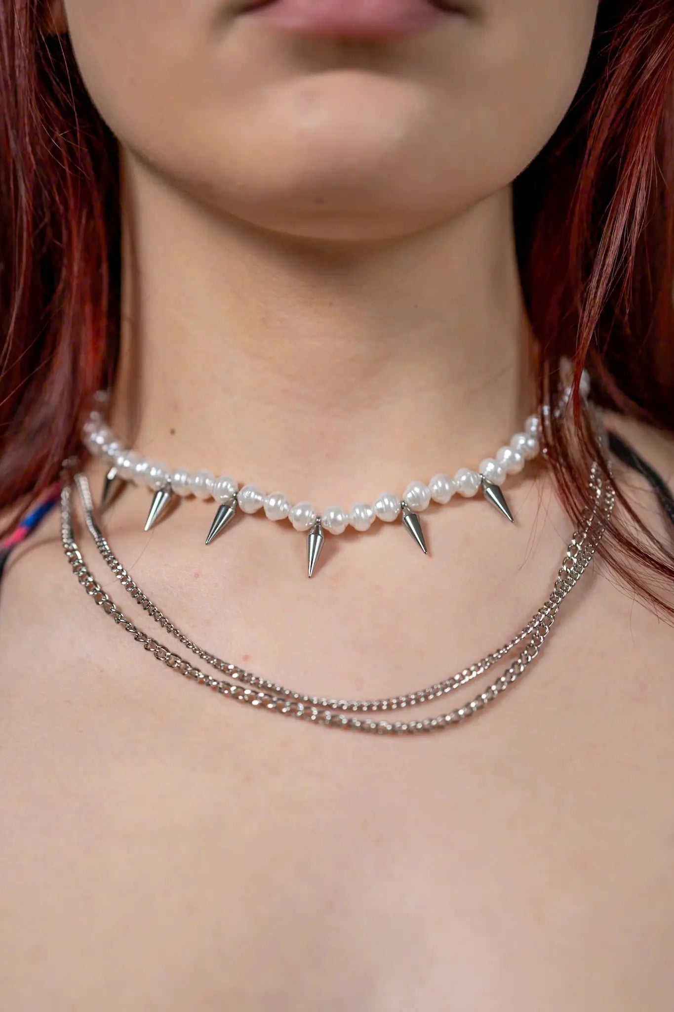 PearlSpikes Chain: silberne Perlenkette