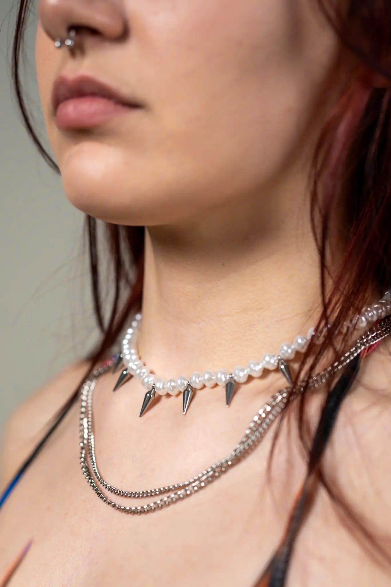 PearlSpikes Chain: silberne Perlenkette