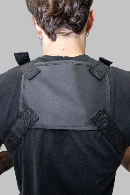 Techno Rave Urban Tactical Toyu Bag: Schwarze Bulletproof-Style Weste Back Top