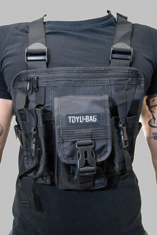 Techno Rave Urban Tactical Toyu Bag: Schwarze Bulletproof-Style West Front